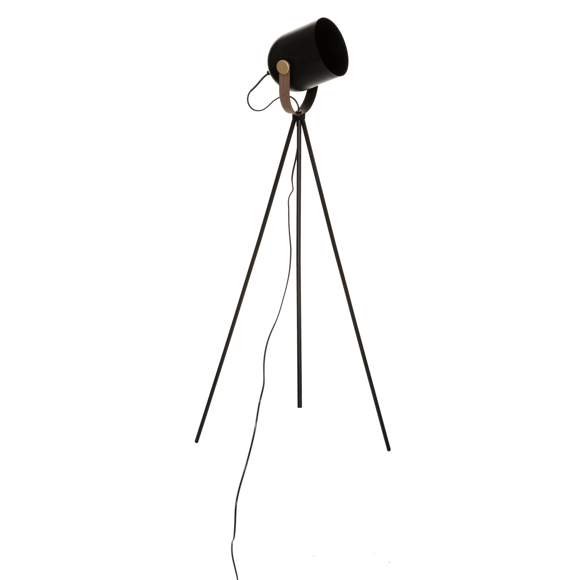 Candeeiro de pé tripé BIL preto em metal 136cm, , large