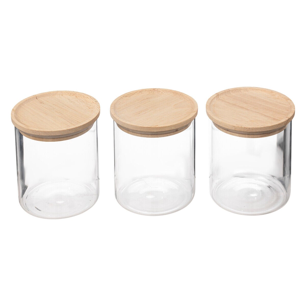 Conjunto de 3 frascos herméticos com tampa de madeira 350ml, , large