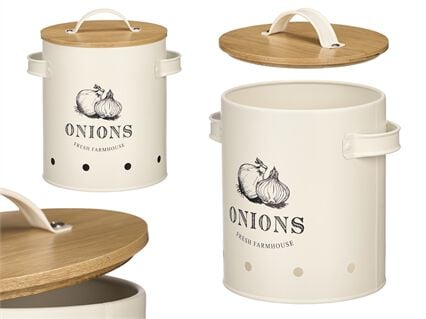 Onion tin cream in metal with bamboo lid, , large