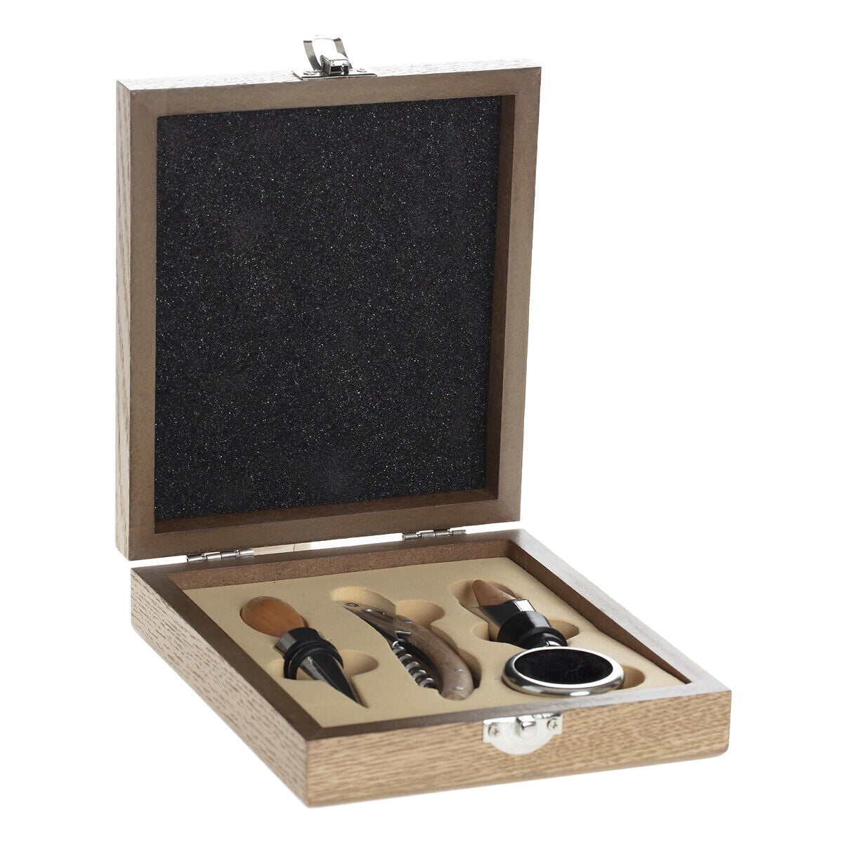Juego Para Vino Con Caja De MDF Y 4 Piezas, , large