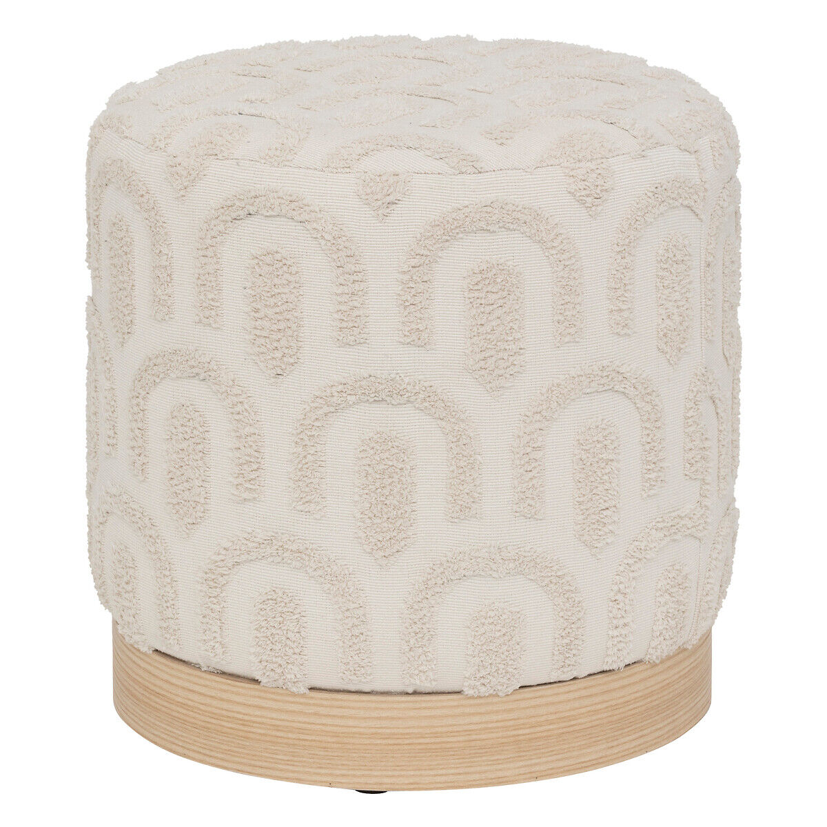 Pufe COPAS branco em madeira pinho D38cm, , large