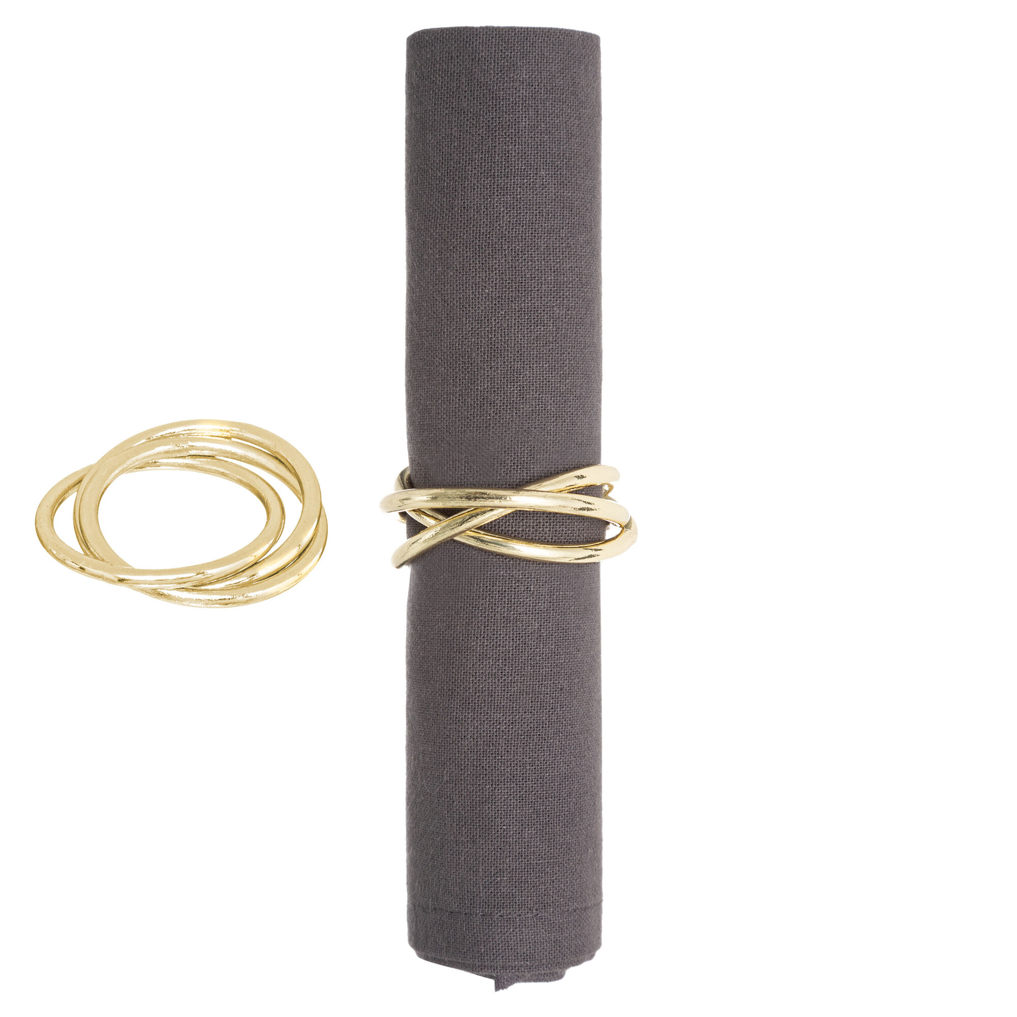 Conjunto de 2 argolas douradas para guardanapo, , large