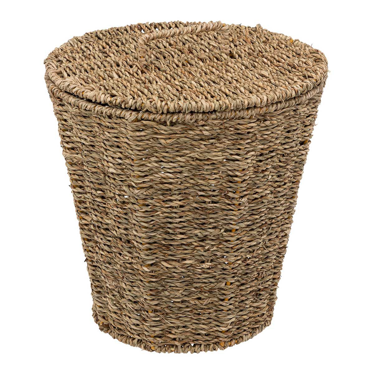 Cesto wc bege com tampa em corda, , large
