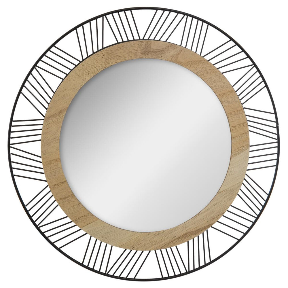 Espelho redondo decorativo ARCHI em metal e madeira 45cm, , large