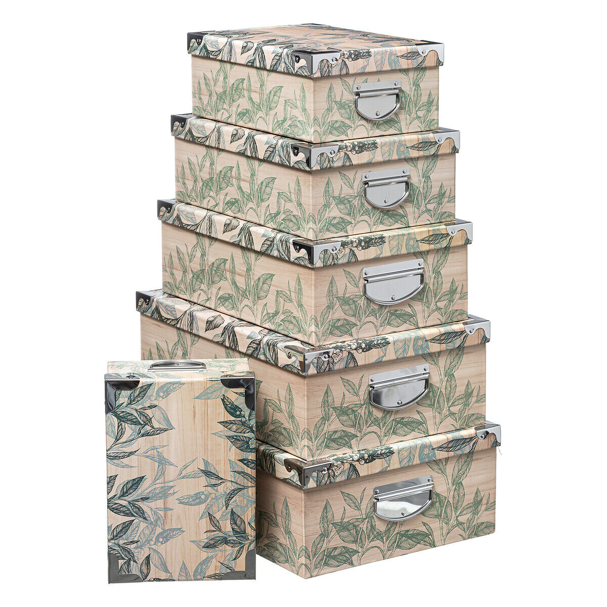 Conjunto de 6 caixas estampadas GREEN HARMONY, , large