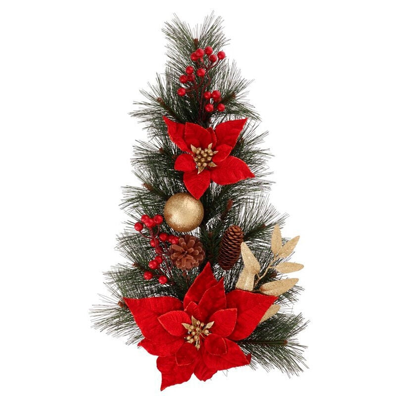Coroa com poinsettias com bagas 55cm, , large