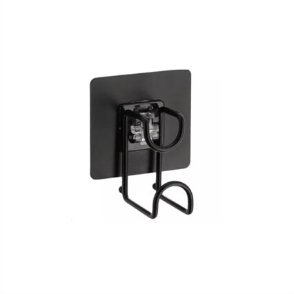 Gancho wc preto em metal com adesivo, , large