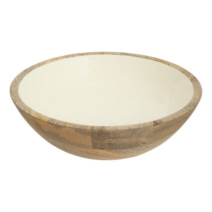 Saladeira INAYA branco em madeira mango 25cm, , large