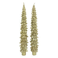 Set de 2 velas &aacute;rbol de Navidad doradas 25cm 