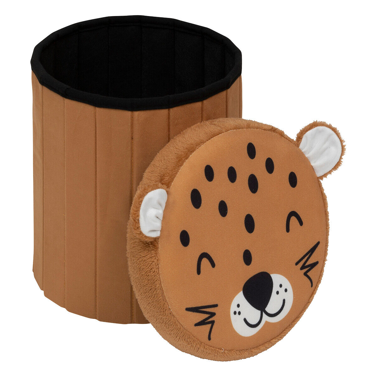 Pufe com arrumação de leopardo 36x30cm, , large