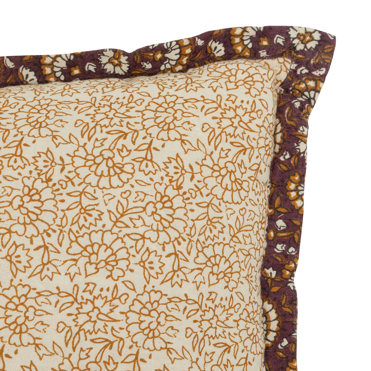 Almofada INDIE bege com flores 38x58cm, , large
