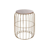 Mesa De Apoio Flyo Dourada Em Metal E Madeira 50cm