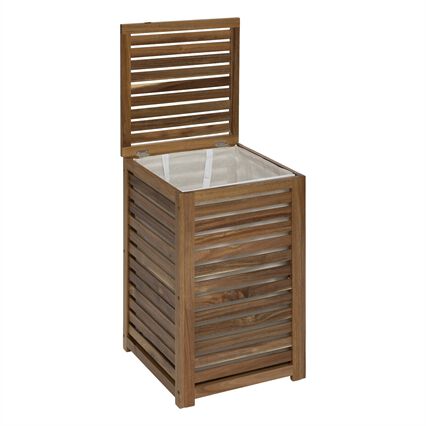 Cesto de roupa wc em madeira acácia 65l, , large