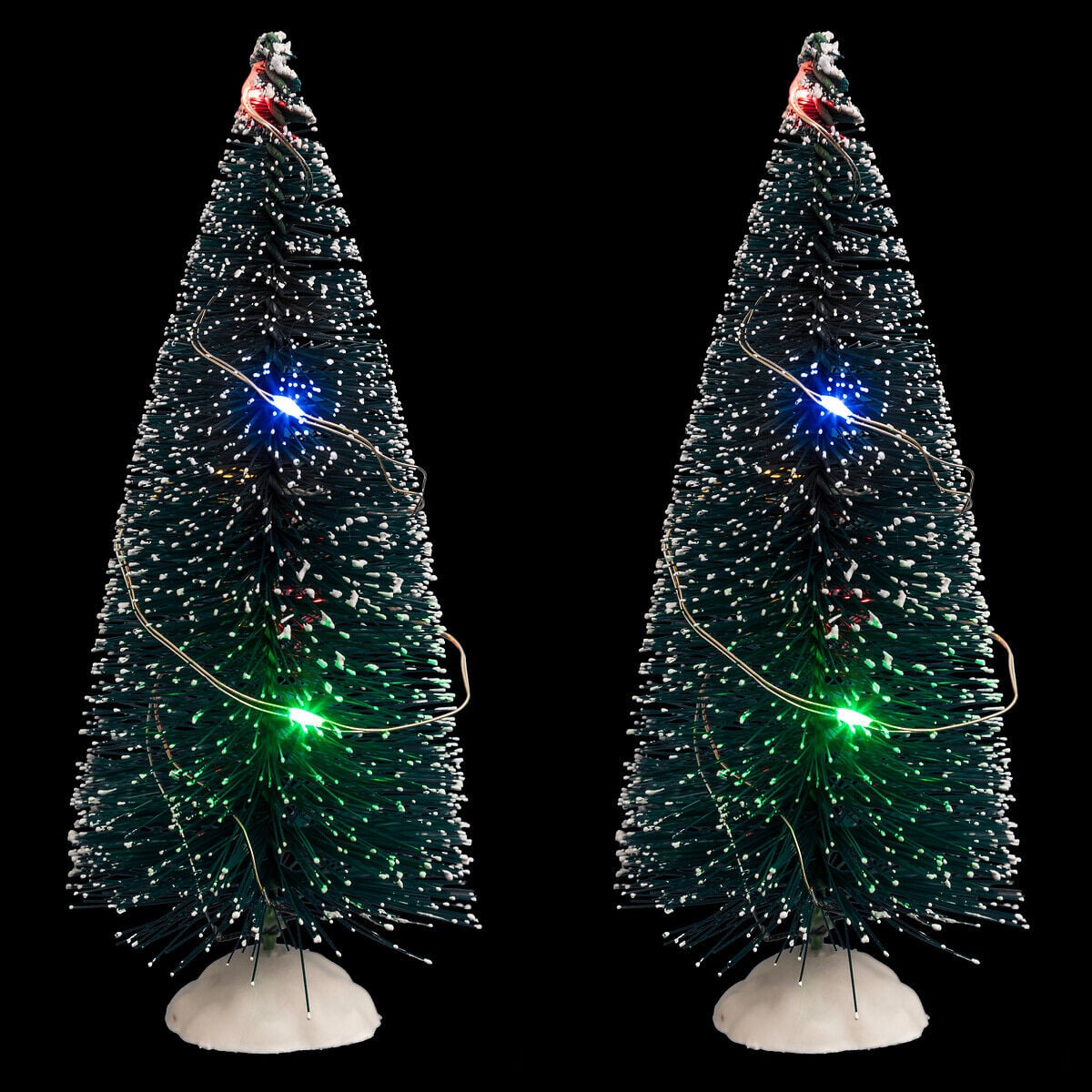 Set of 2 light-up Christmas trees multicoloured, , large