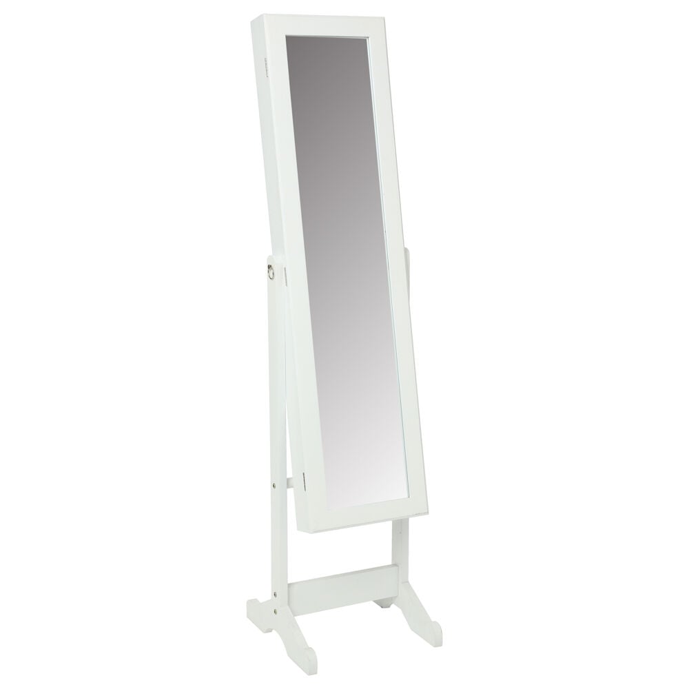 Espelho de chão com móvel de bijuteria branco 145cm, , large