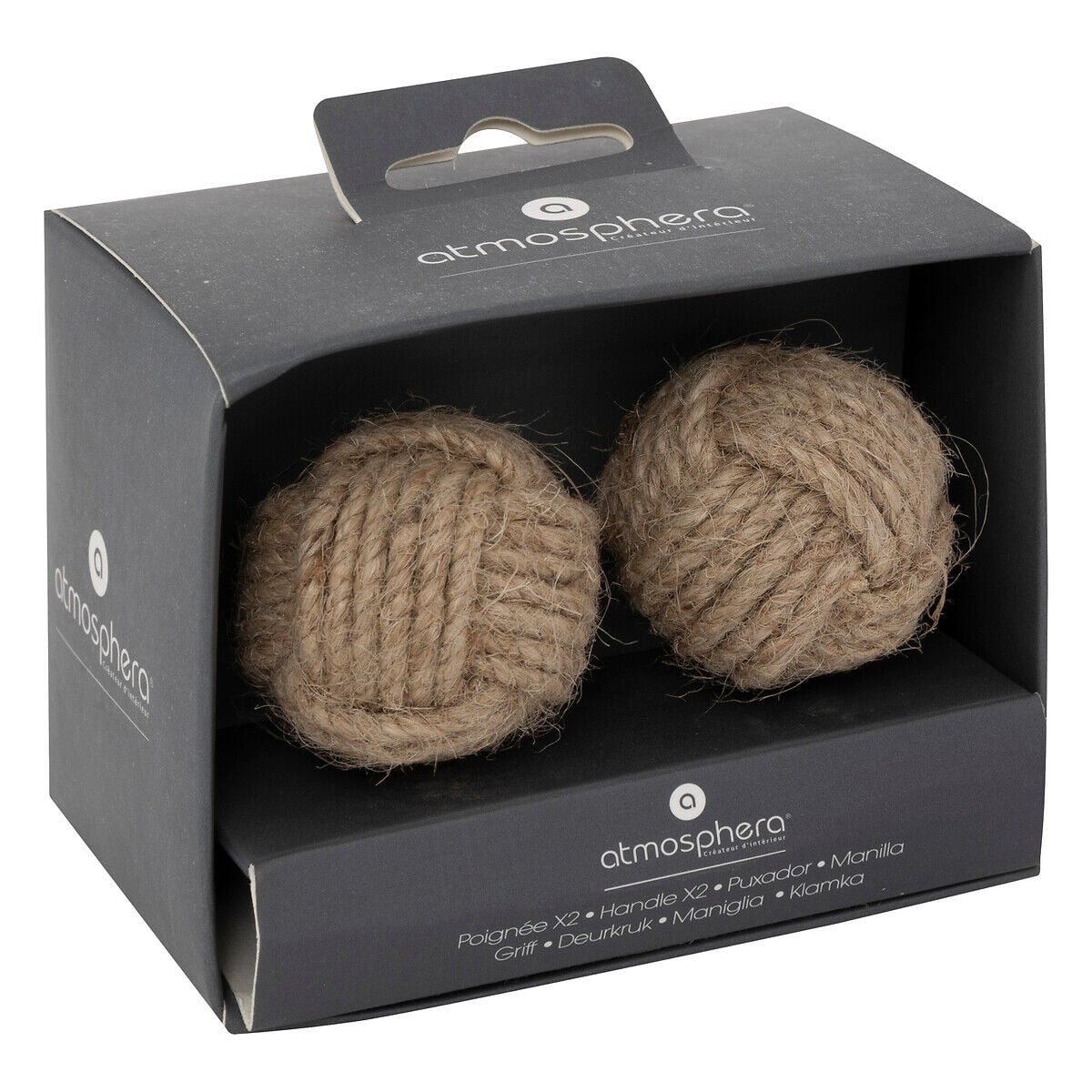 Conjunto de 2 puxadores DAYANA bege em corda, , large