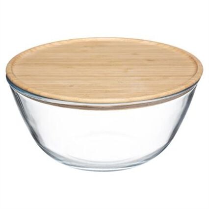 Saladeira em vidro 2,5l com tampa bambu, , large