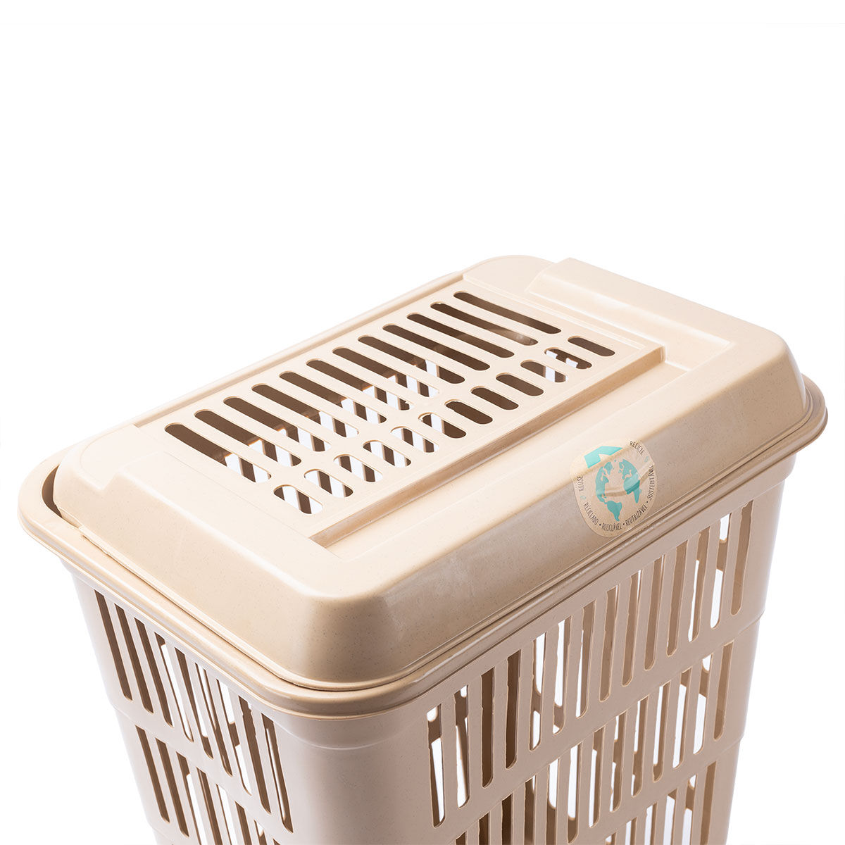 Cesto de roupa wc LAND castanho claro com tampa, , large