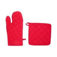 Juego Manopla+Agarrador Cocina Rojo 