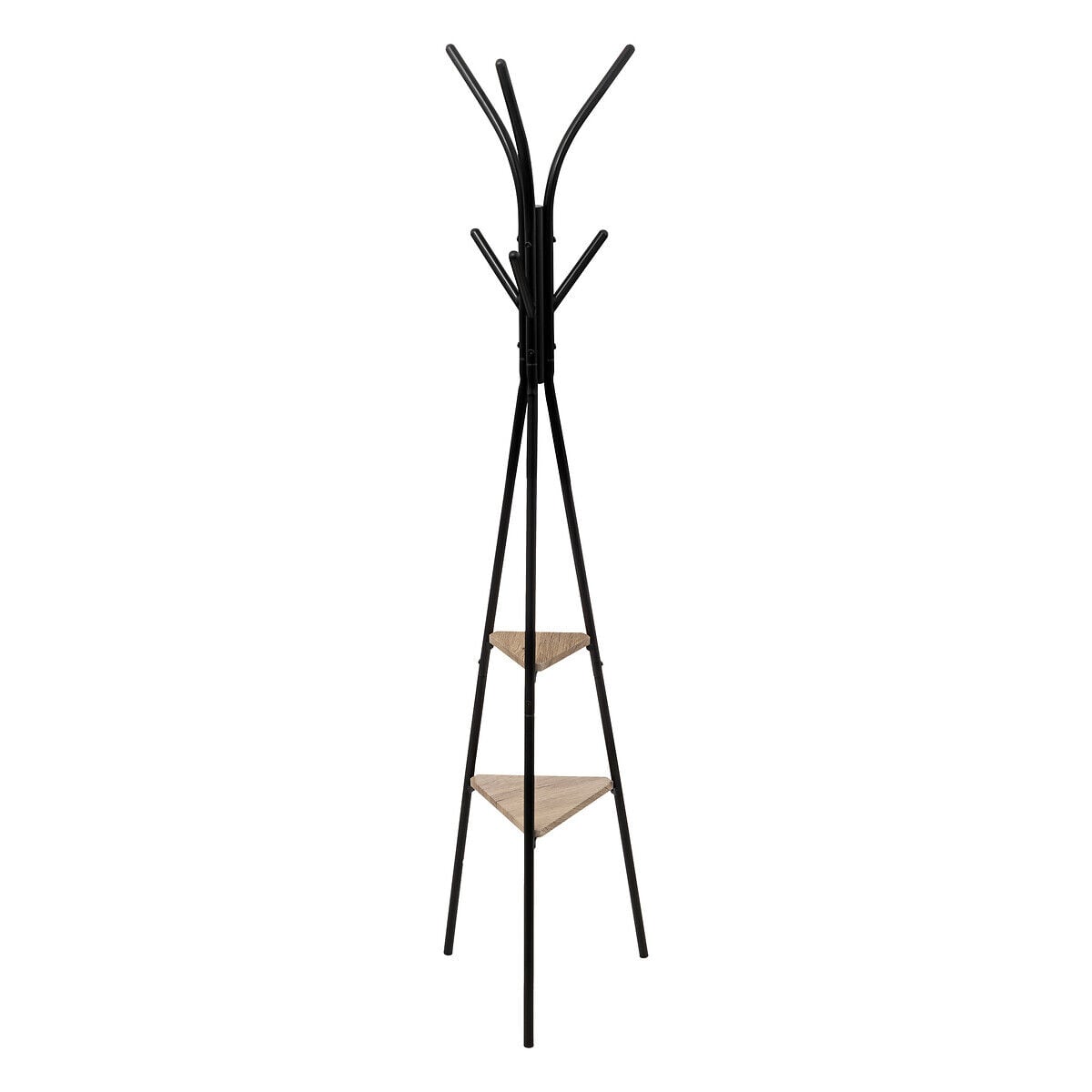 Cabide de pé JANO preto em metal com 6 gachos 175cm, , large