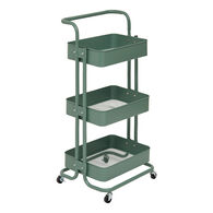 Carrito auxiliar verde de metal con 3 niveles