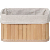 Cesto WC Castanho Em Bambu Com Tecido 16x40cm