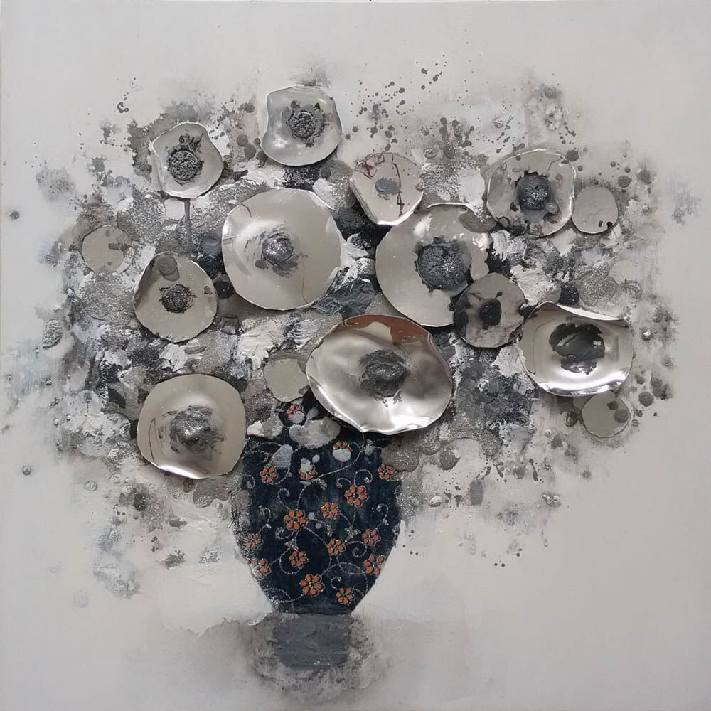 Cuadro Deco Bouquet Gris 58x58Cm , , large