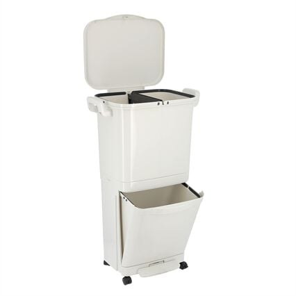 Balde do lixo cinza claro com compartimentos 30+15l, , large
