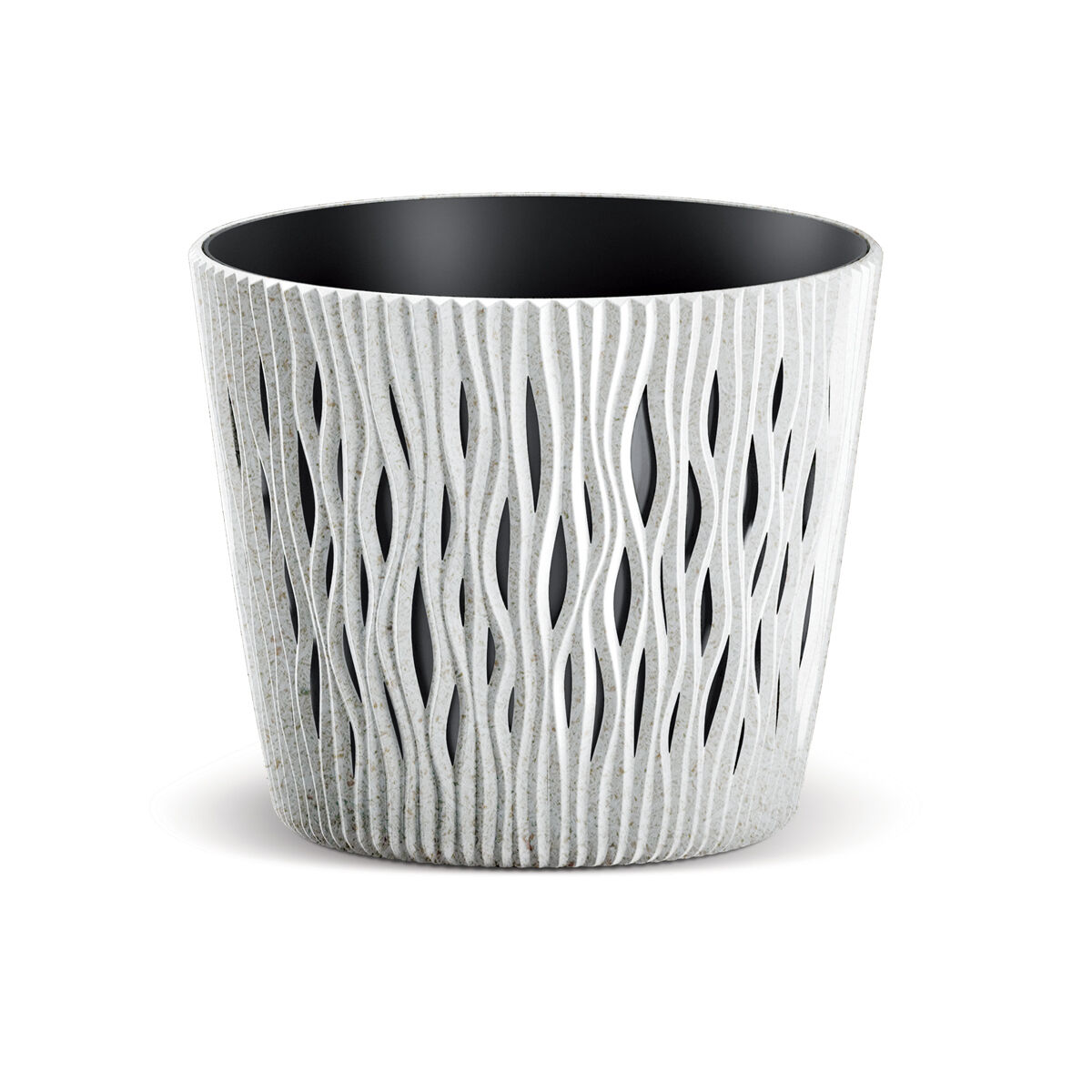 Plant pot SANDY ROUND white eco wood, , large
