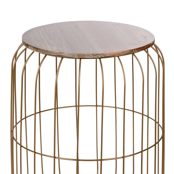 Side table FLYO gold in metal and wood, , large