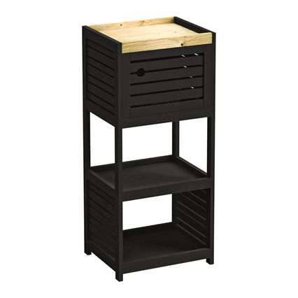 Móvel baixo wc com 1 porta e gaveta CANCUN preto, , large