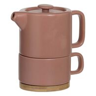 Bule com Ch&aacute;vena Terracota