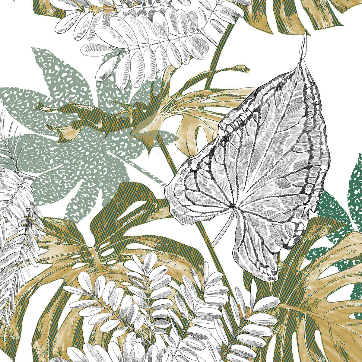 Capa de edredão e 2 capas de almofada monstera 220x240cm, , large