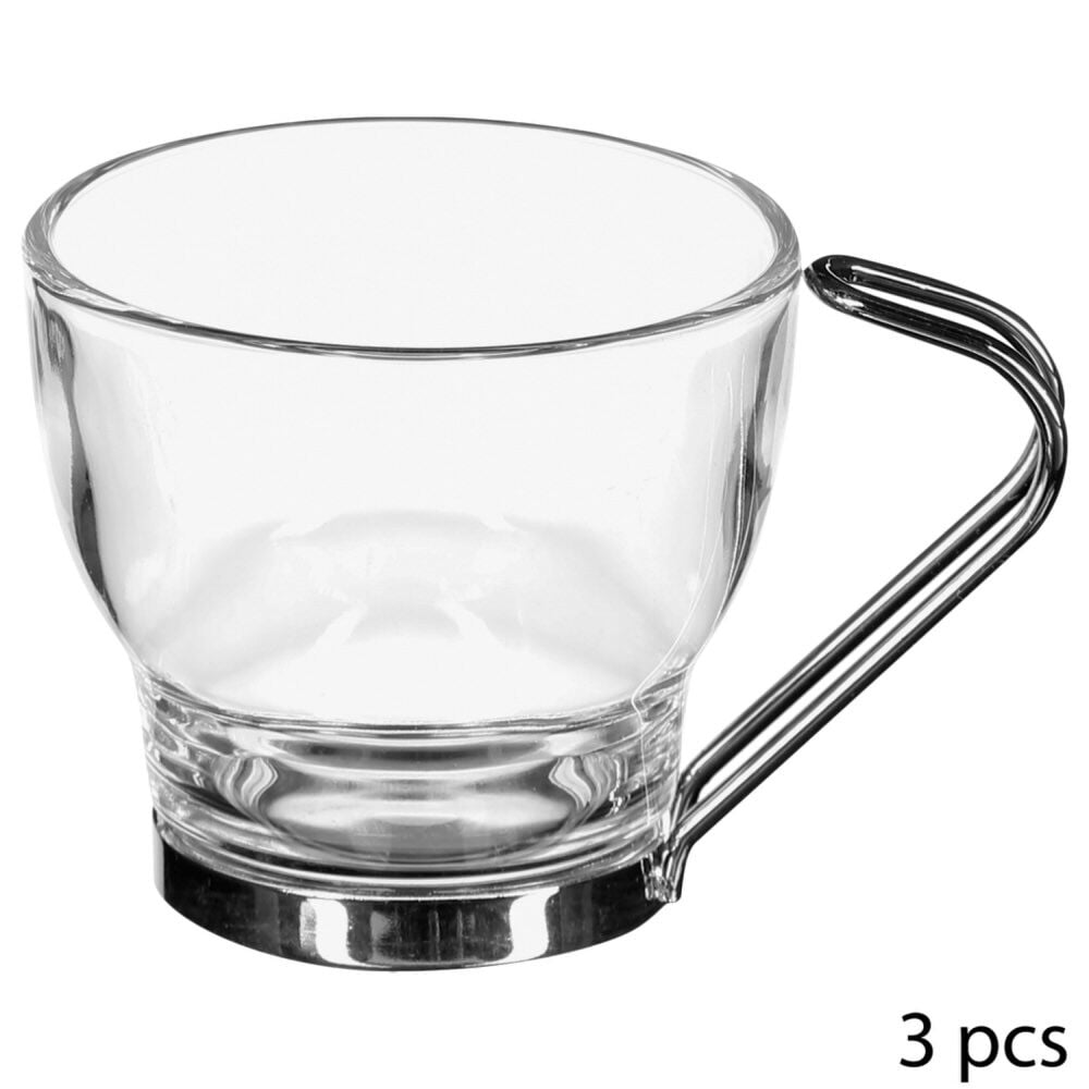 Conjunto de 3 chávenas de vidro c/ pega, , large