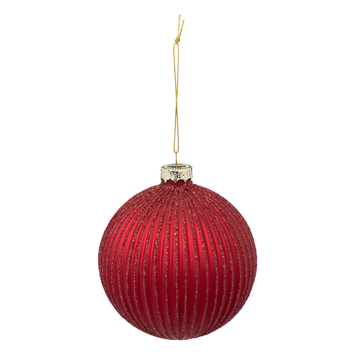 Pendurante bola vermelha com relevo dourado 14cm, , large
