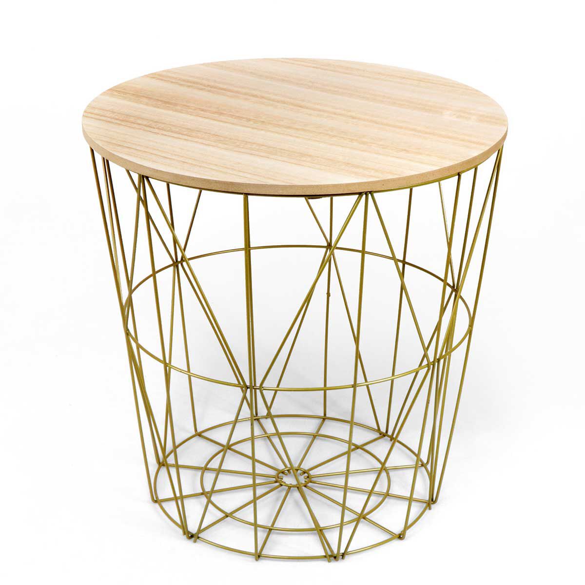 Mesa Auxiliar Blanca 'Kumi' - Metal Y MDF, 38cm Diámetro X 30.5cm Alto