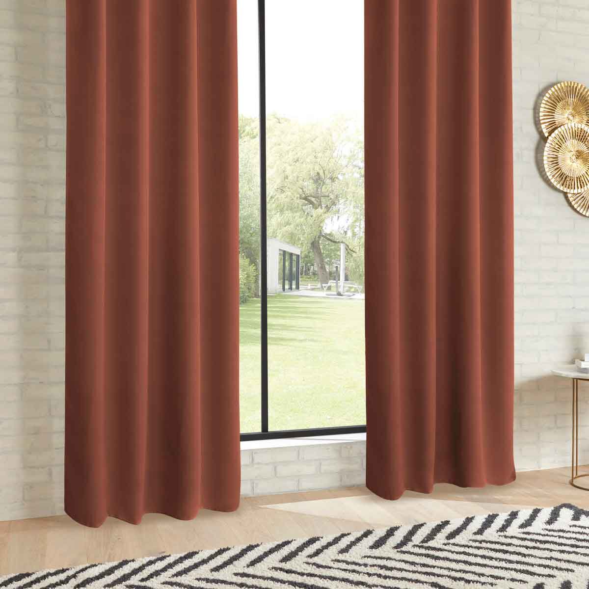 Conjunto de 2 cortinas opacas terracota 135x240cm, , large
