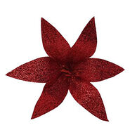 Haste Flor Natalícia Vermelha Com Glitter 30cm