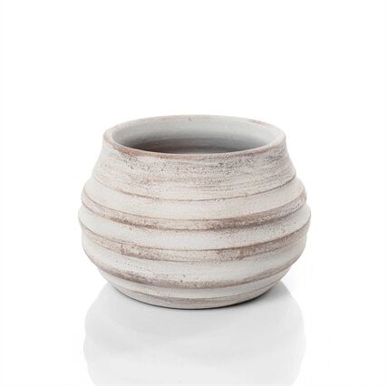 Jarra onda cinza em barro 17cm, , large