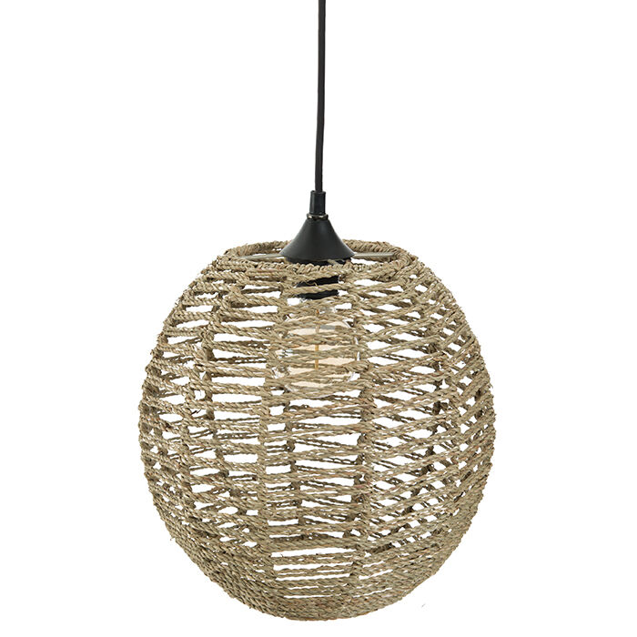 Candeeiro de teto bola em rattan e metal, , large