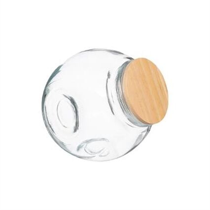 Glass jar with wooden lid, , large