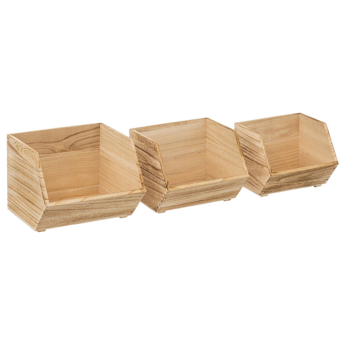 Conjunto de 3 caixas de organização em madeira, , large