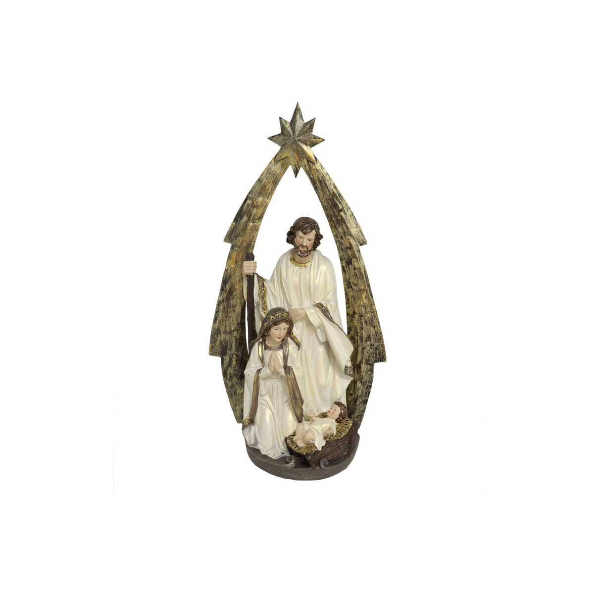 Presépio em cerâmica com 3 figuras e estrela, , large