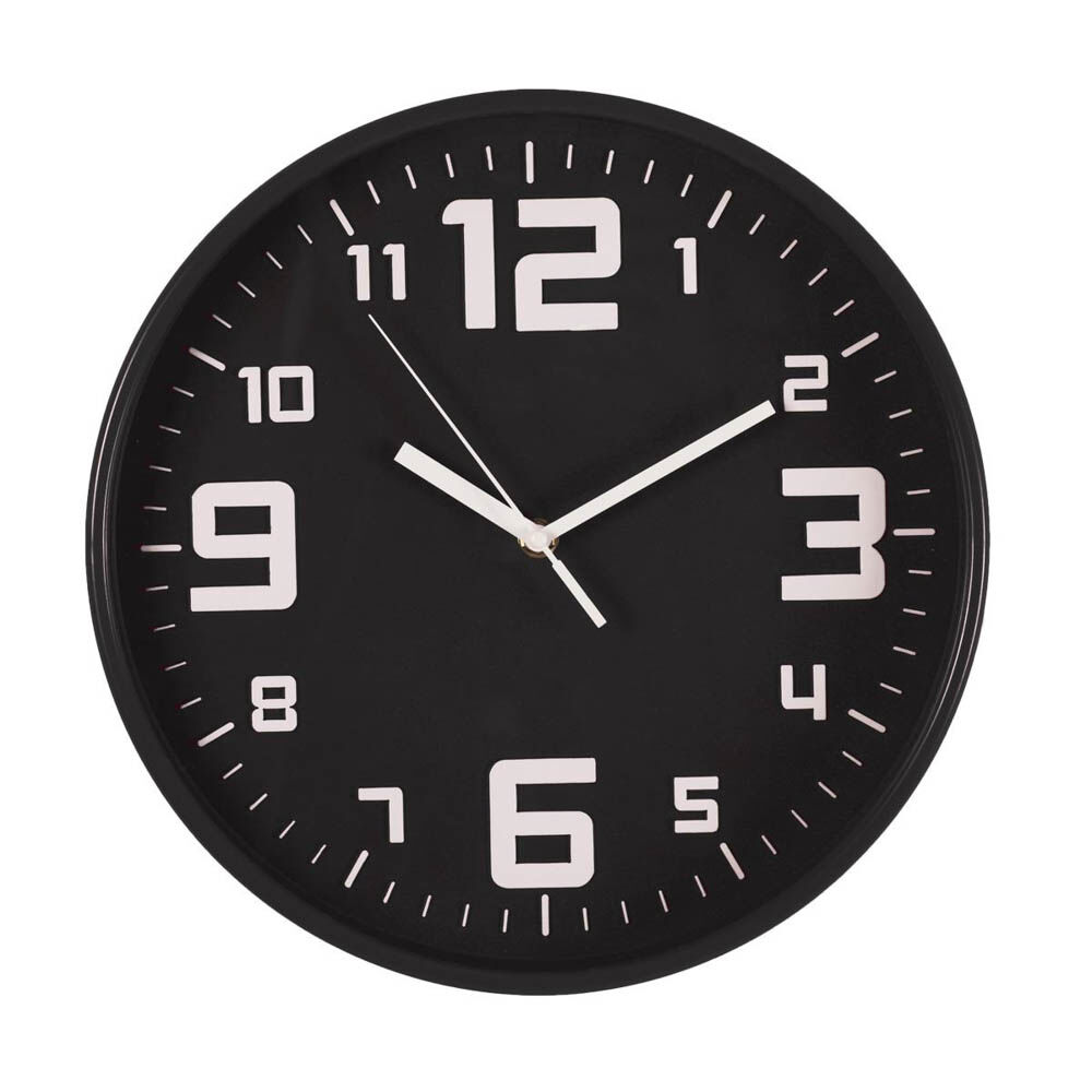 Wall clock black in plastic, , large
