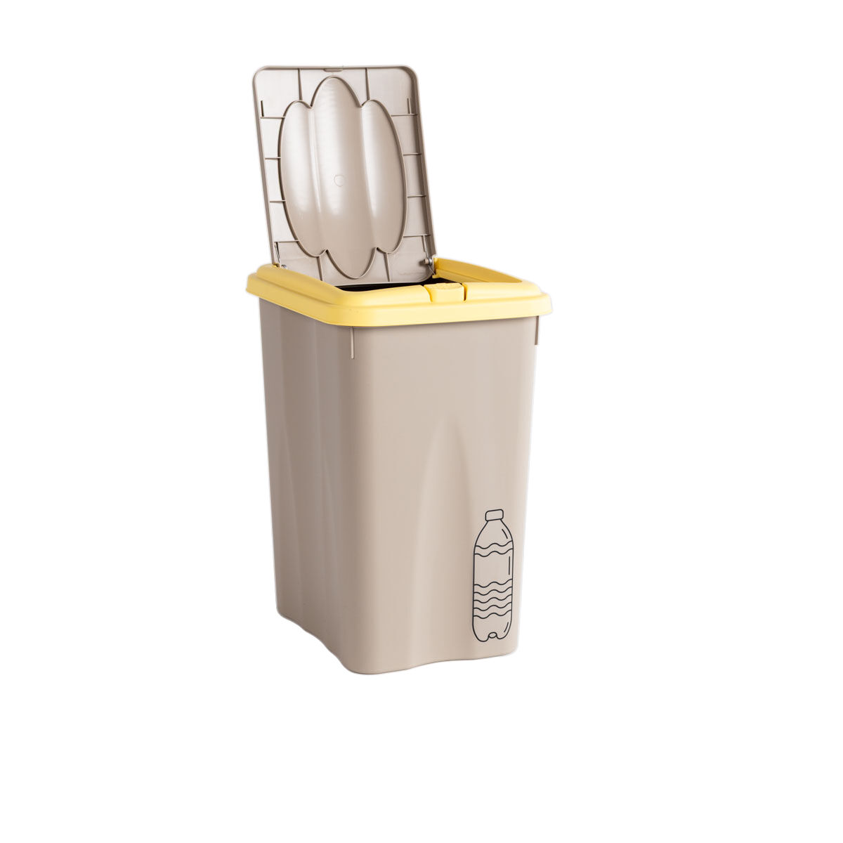Plastic recycling bin with blue lid, , large
