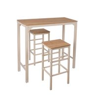 Cojunto de bar NATTES mesa y 2 taburetes beige