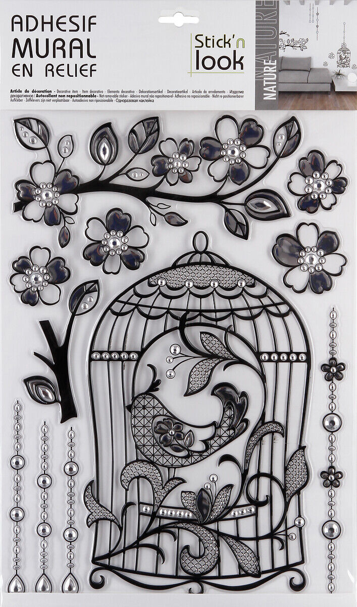 Sticker com relevo prateado 40x29cm, , large