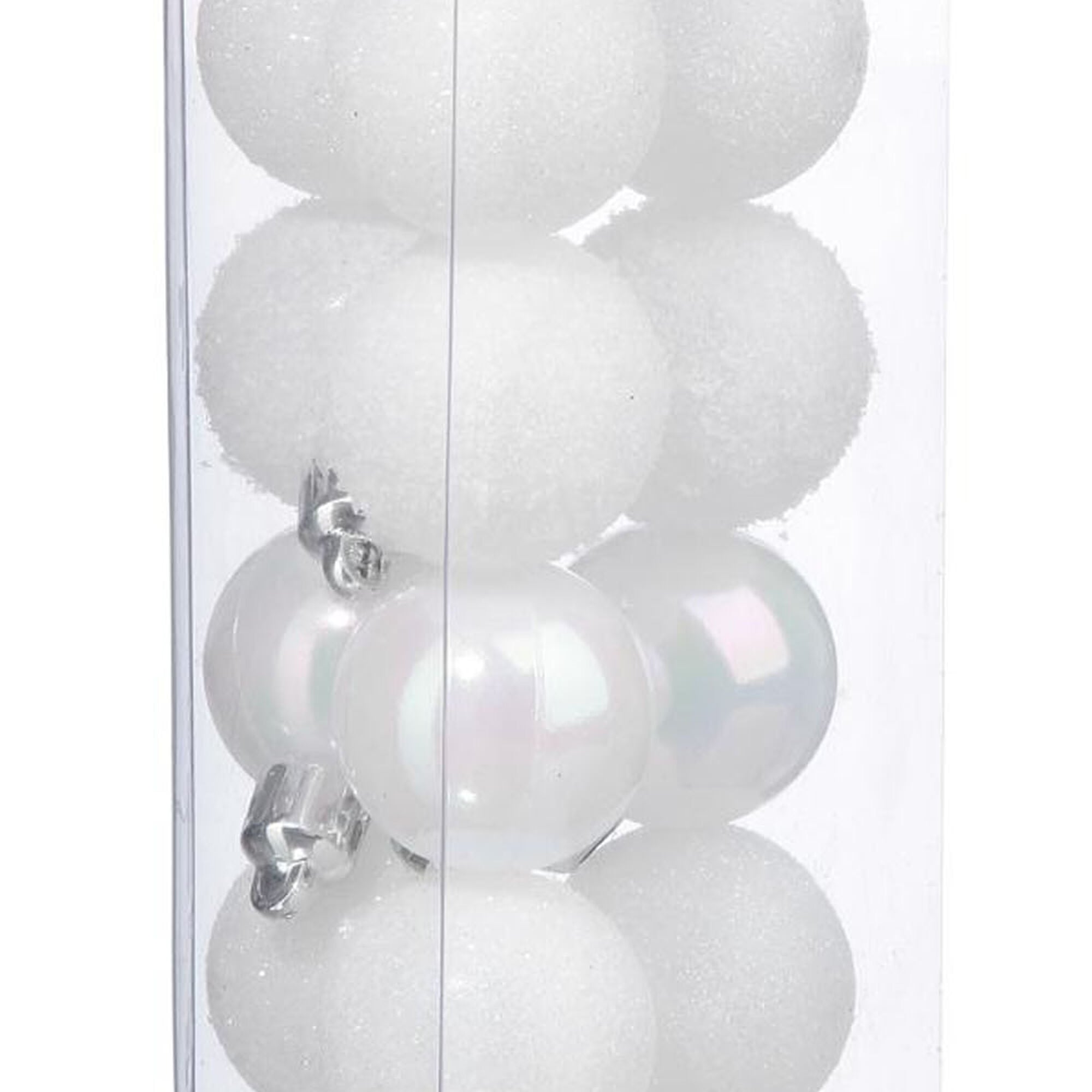 Conjunto de 18 bolas de natal brancas decoradas, , large