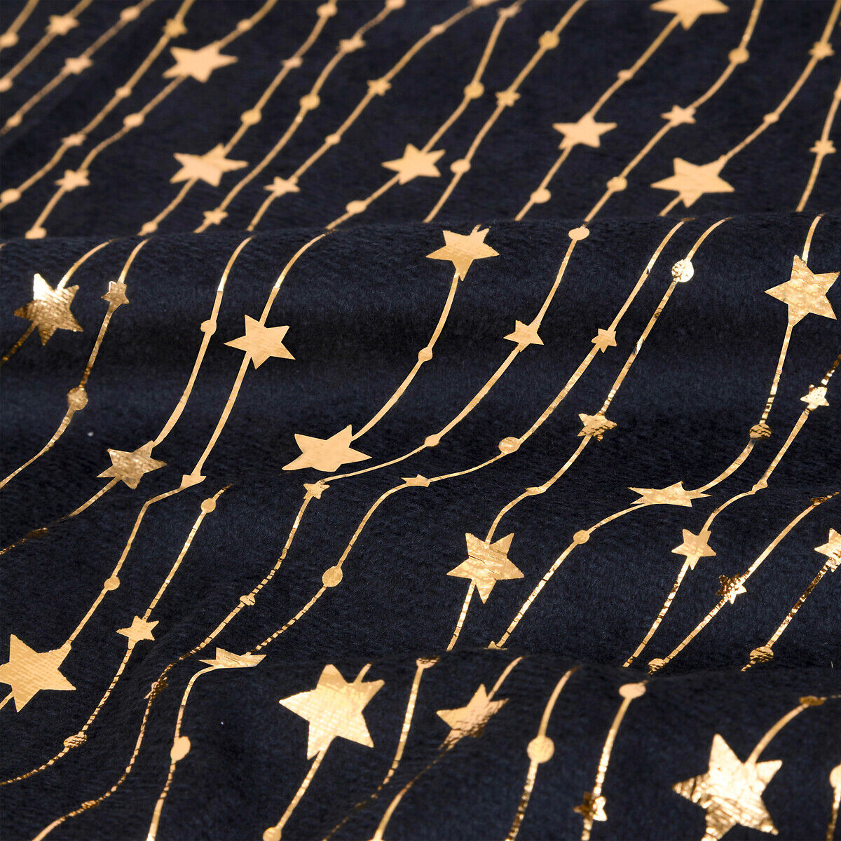 Toalha de mesa com estrelas preta em veludo 140x360cm, , large