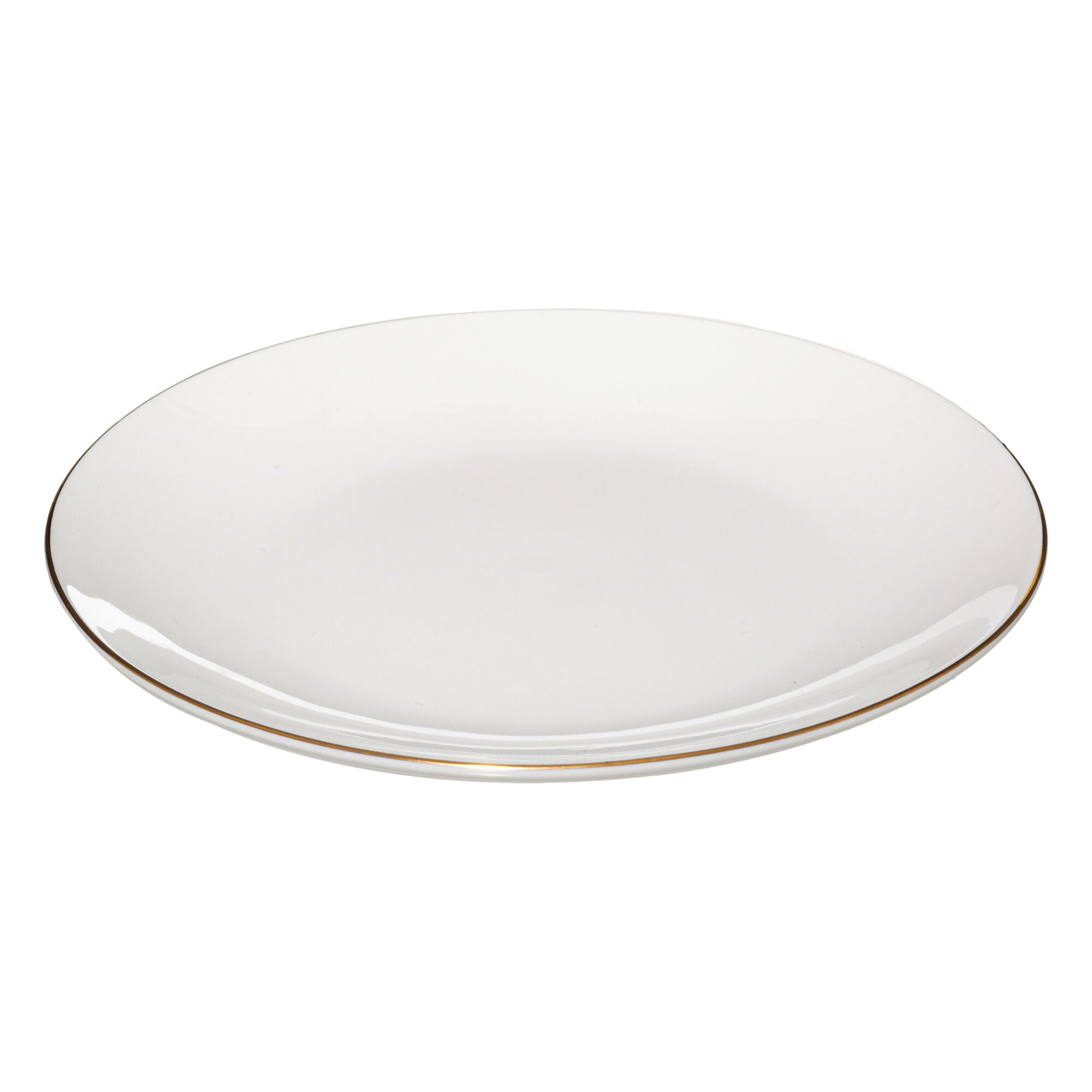 Prato de sobremesa PETIT SALON branco com beira dourada 19cm, , large